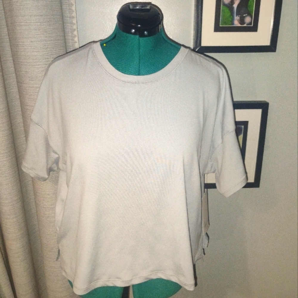Yogalicious Super Soft Deluxe Boxy Crop Heather Gray Tee Sz XL NWT